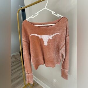 University of Texas off shoulder crew neck